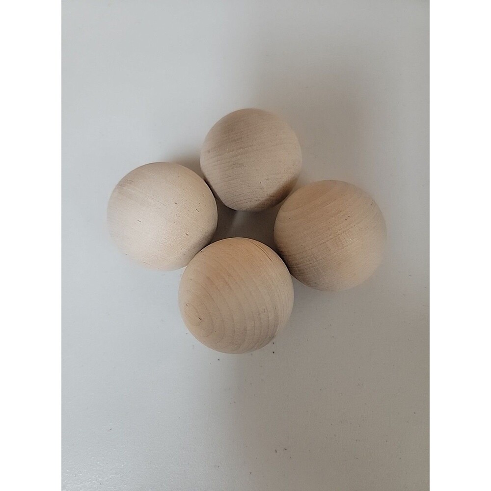 Lot Of 4 Unfinished Wooden Balls For Crafts 2" Hardwood
